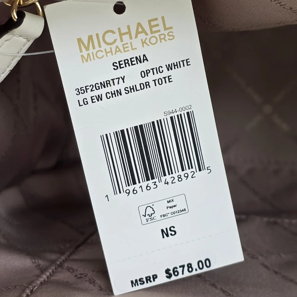 Michael Kors Serena Large White Shoulder Tote Bag